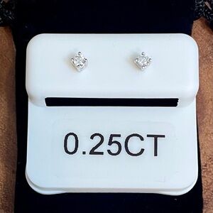 .25 Carat Moissanite Solitaire Stud Earrings 4-Prong Setting 925 Sterling Silver